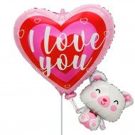 Junior Shape Μπαλόνι Καρδιά με Αρκουδάκι Valentine’s Day