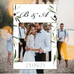 Κάδρο Photo Booth Γάμου – Φύλλα Ελιάς