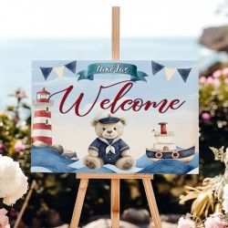 Καμβάς Βάπτισης Welcome – Ναυτικό Αρκουδάκι