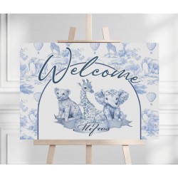 Καμβάς Βάπτισης Welcome – Blue Toile Ζώα Της Ζούγκλας