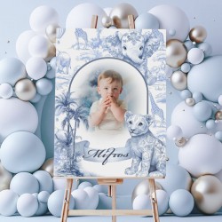 Καμβάς Βάπτισης Με Φωτογραφία – Blue Toile Ζώα Της Ζούγκλας
