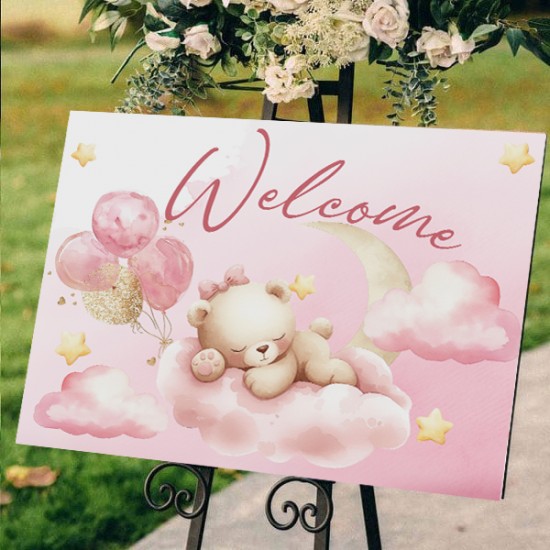 Καμβάς Βάπτισης Welcome – Αρκουδάκι κορίτσι Καμβάς Βάπτισης Welcome – Αρκουδάκι κορίτσι