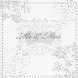Χαρτοπετσέτες Μεγάλες Με Ανάγλυφο Ασημί Mr & Mrs 