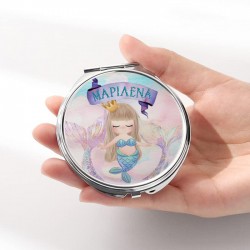Καθρεφτάκι Γοργόνα Ασημί Στρογγυλό