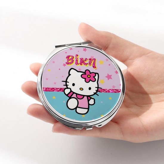 Καθρεφτάκι Hello Kitty Ασημί Στρογγυλό Καθρεφτάκι Hello Kitty Ασημί Στρογγυλό