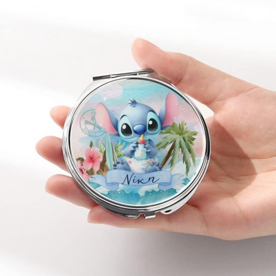 Καθρεφτάκι Stitch Ασημί Στρογγυλό Καθρεφτάκι Stitch Ασημί Στρογγυλό