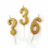 Κερί Αριθμός Χρυσό glitter 11cm