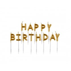 Κεριά Happy Birthday Χρυσό / 7.3 εκ ύψος