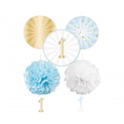 Σετ Διακόσμηση Πρώτα Γενέθλια 1st Birthday Blue Ombre / 5 τεμ