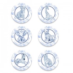 Σετ κονκάρδες – Blue Toile Ζώα Της Ζούγκλας (6 τεμ)