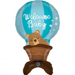 Μπαλόνι Foil Αερόστατο & Αρκουδάκι Welcome Baby Boy – The Standups