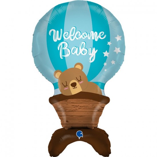 Μπαλόνι Foil Αερόστατο & Αρκουδάκι Welcome Baby Boy – The Standups Μπαλόνι Foil Αερόστατο & Αρκουδάκι Welcome Baby Boy – The Standups