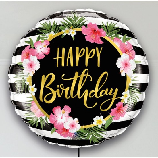 Μπαλόνι Foil 18″ Happy Birthday Ιβίσκος Μπαλόνι Foil 18″ Happy Birthday Ιβίσκος