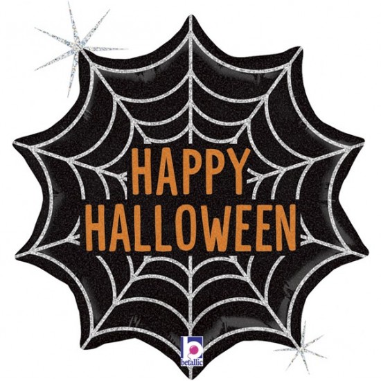 Μπαλόνι Foil 18″ Happy Halloween Ιστός Αράχνης Μπαλόνι Foil 18″ Happy Halloween Ιστός Αράχνης