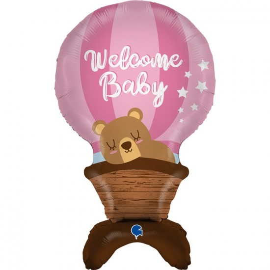 Μπαλόνι Foil Αερόστατο & Αρκουδάκι Welcome Baby Girl- The Standups Μπαλόνι Foil Αερόστατο & Αρκουδάκι Welcome Baby Girl- The Standups
