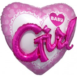 Μπαλόνι Foil 32″ Γέννησης 3D Καρδιά Baby Girl