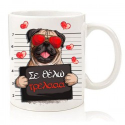 Κούπα για ζευγάρι “Σκυλάκι Pug – Σε θέλω τρελά”