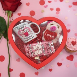 Κουτί δώρο για ζευγάρι με διάφανο καπάκι το γουρούνι μου