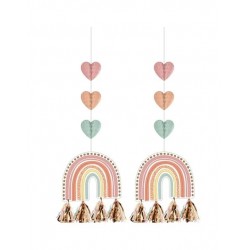Kρεμαστό Διακοσμητικό Boho Rainbow Xάρτινο Creative Converting (2 Tεμάχια)
