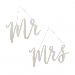 Διακοσμητικά Καρέκλας Γάμου Mr & Mrs Ξύλινα 