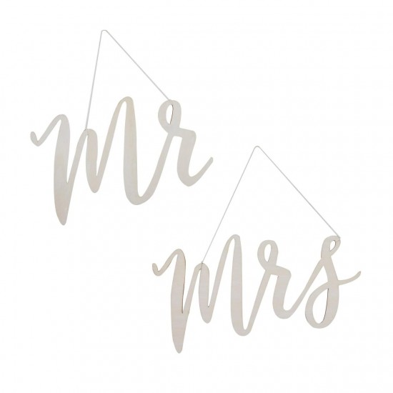 Διακοσμητικά Καρέκλας Γάμου Mr & Mrs Ξύλινα Διακοσμητικά Καρέκλας Γάμου Mr & Mrs Ξύλινα