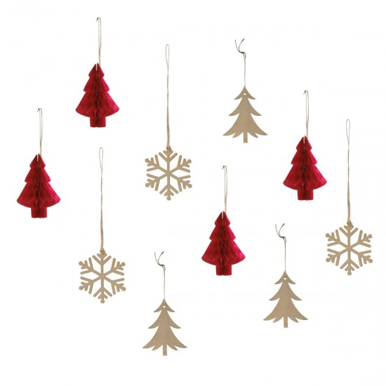 Ξύλινα Στολίδια Red Christmas (10 τεμ) Ξύλινα Στολίδια Red Christmas (10 τεμ)