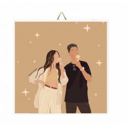 Καδράκι Ξύλινο “Couple eating Ice Cream”