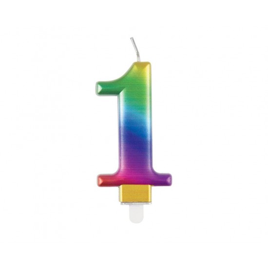 Κερί "1" Μεταλλικό Rainbow / 8εκ Κερί "1" Μεταλλικό Rainbow / 8εκ