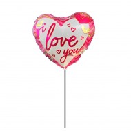 Μπαλόνι Foil 10” Mini Shape Καρδιά Ροζ I Love you