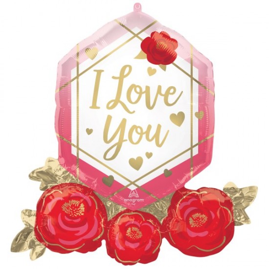 Μπαλόνι Foil 30″ Love You Gem and Roses Μπαλόνι Foil 30″ Love You Gem and Roses