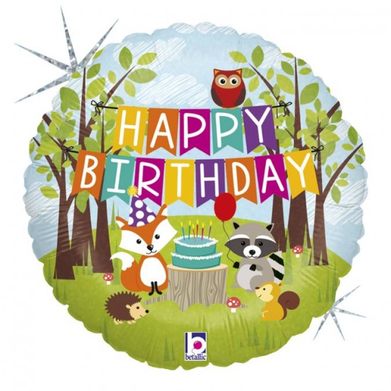 Μπαλόνι Foil 18″ Happy Birthday Ζωάκια Δάσους Μπαλόνι Foil 18″ Happy Birthday Ζωάκια Δάσους