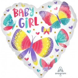 Μπαλόνι Foil 18″ Καρδιά Baby Girl Πεταλούδες