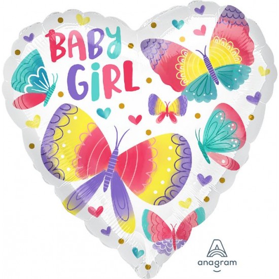 Μπαλόνι Foil 18″ Καρδιά Baby Girl Πεταλούδες Μπαλόνι Foil 18″ Καρδιά Baby Girl Πεταλούδες
