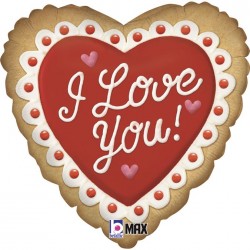 Μπαλόνι Foil 18” Καρδιά Μπισκότο ‘I Love You’