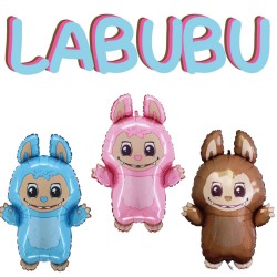 25” Μπαλόνι Labubu – Ροζ – Γαλάζιο – Καφέ