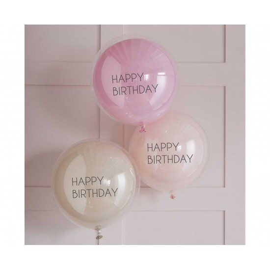 Μπαλόνια Διπλά 18" Happy Birthday / 3 τεμ.