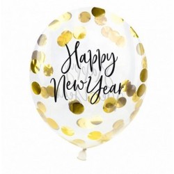 Μπαλόνια Λάτεξ 9" Happy New Year Με Κομφετί (3 τεμ)