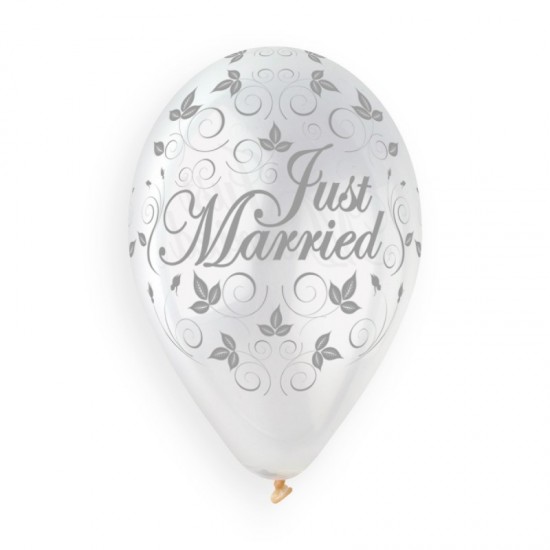 Μπαλόνι Λάτεξ 13″ Just Married Διάφανο Μπαλόνι Λάτεξ 13″ Just Married Διάφανο
