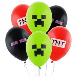 Μπαλόνια Λάτεξ 12'' Τυπωμένα Minecraft TNT 6ΤΕΜ