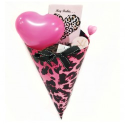 Μπουκέτο Βαλεντίνου με εσώρουχο και δωράκια Λεοπάρ