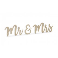 Ξύλινο διακοσμητικό τραπεζιού Χρυσό Mr & Mrs
