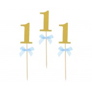 Οδοντογλυφίδες πάρτυ 1st Birthday γαλάζιες (10 τεμ)