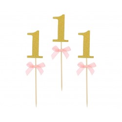 Οδοντογλυφίδες πάρτυ 1st Birthday ροζ (10 τεμ)