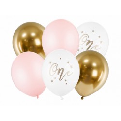 Μπαλόνια Λάτεξ 12" “One” Ροζ mix (6 τεμ)
