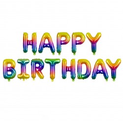 Μπαλόνι Foil Γενεθλίων “Happy Birthday” Rainbow Ombre (13 τεμ)