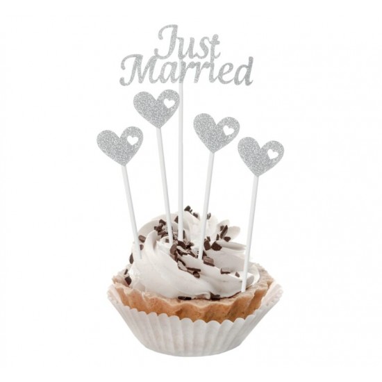 Οδοντογλυφίδες Just Married Ασημί Glitter (5 τεμ) Οδοντογλυφίδες Just Married Ασημί Glitter (5 τεμ)