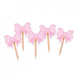 Topper Cupcake – Ροζ Φιόγκος (25 τεμ)