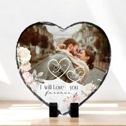 Πέτρινη Κορνίζα Καρδιά με Φωτογραφία – Forever Roses