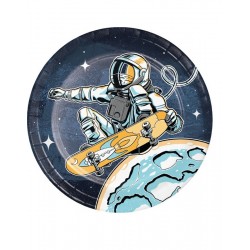 Πιάτα Mικρά Xάρτινα Space Skater (8 Tεμάχια)