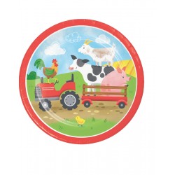 Πιάτα Mικρά  Xάρτινα Farm Animals (8 Tεμάχια)